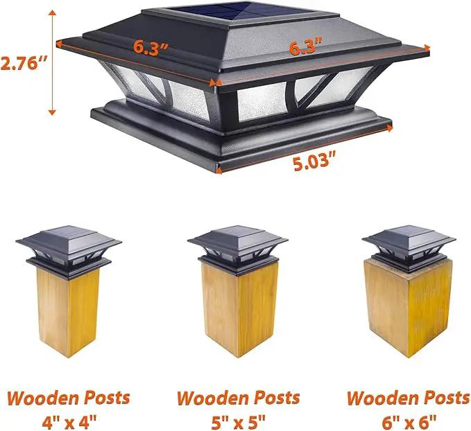 SIEDiNLAR Solar Post Lights Outdoor 2 Modes LED Deck Fence Cap Light for 4x4 5x5 6x6 Posts Patio Garden Decoration Warm White/Cool White Lighting Black (2 Pack) by GreenHaven Gardens
