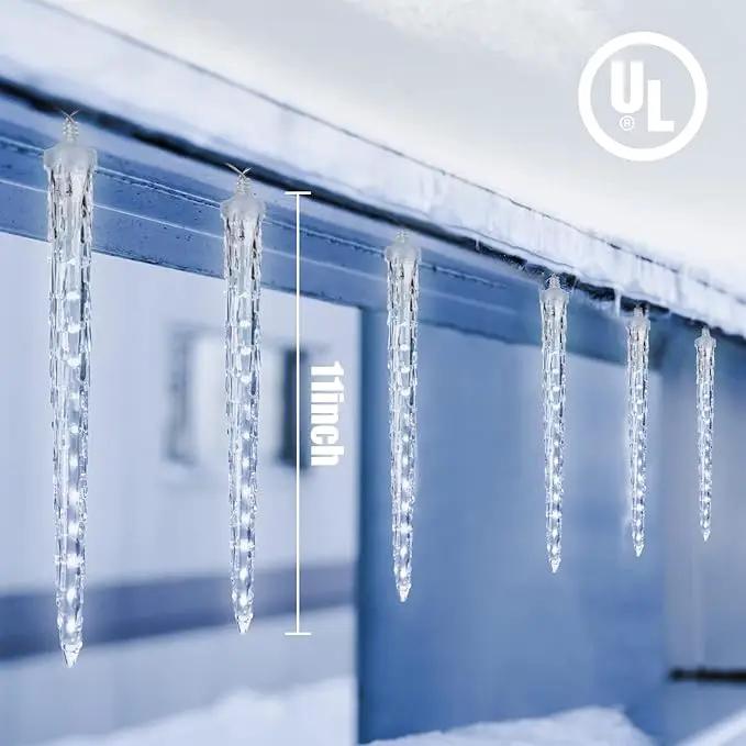 Christmas Icicle Lights Outdoor, 10Ft Meteor Shower Lights with 10 Ice Shaped Tube, Snowfall Shooting Star Light Effect, Falling Crystal Christmas Decorations for House Eave Roofline, Cool White by GreenHaven Gardens