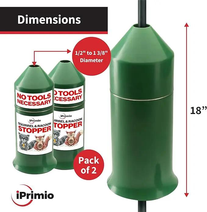 iPrimio 18" Squirrel Baffle – Easy Install Wrap Around Design: Durable Weather-Resistant Bird Feeder Baffle for Poles, Protects Hanging Feeders, No-Tool Setup, 2 Pack by GreenHaven Gardens