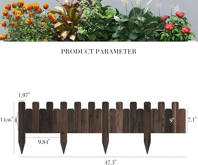 3Pack Wood Garden Edging Garden Fence Border No Dig Landscape Edging Lawn Border Decorative Flower Bed Border Courtyards Planting Tree Fence Patio Path Edging-9" H x 47.3" L (Total Length 11.8FT) by GreenHaven Gardens