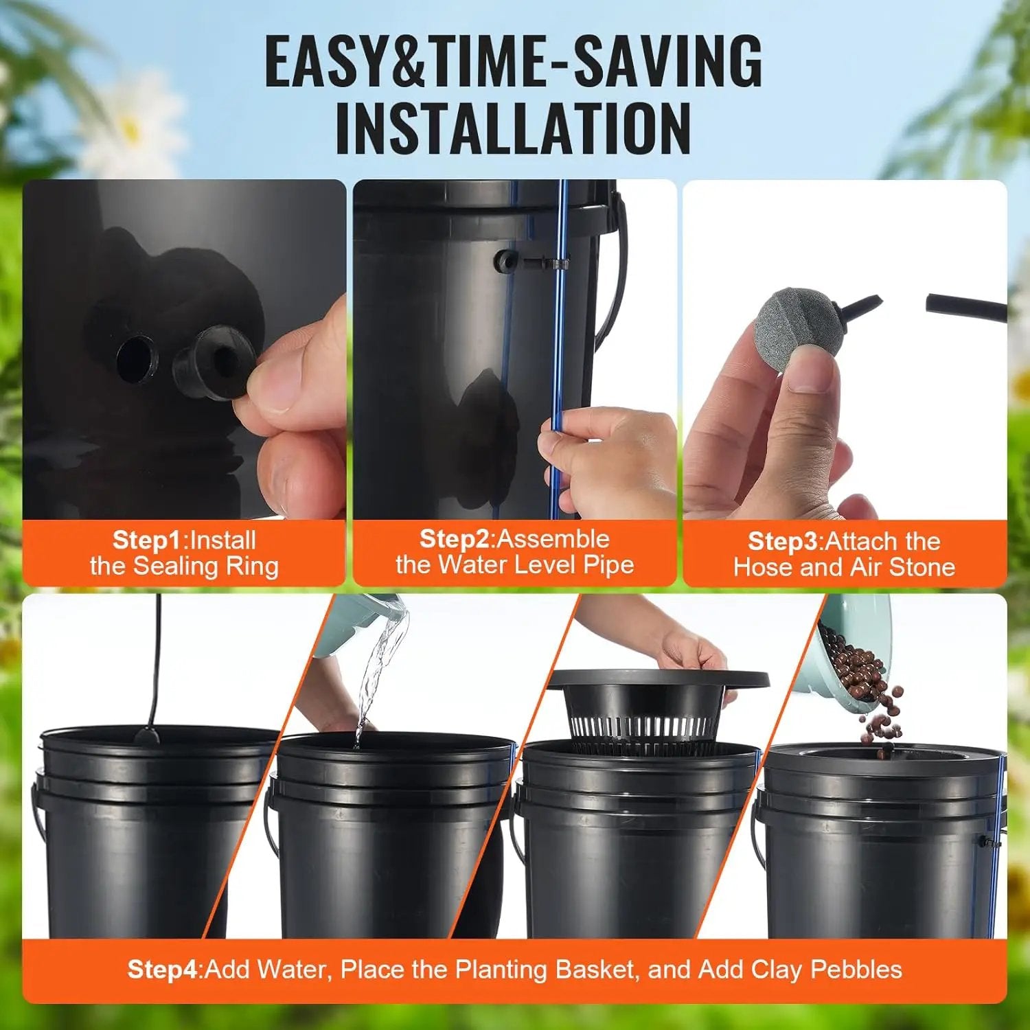 VEVOR DWC Hydroponics Grow System, Hydroponic Growing System with Top Drip Kit, Deep Water Culture 5-Gallon 2 Buckets, with Air Pump, Air Stones and Water Level Device for Leafy Vegetables by GreenHaven Gardens