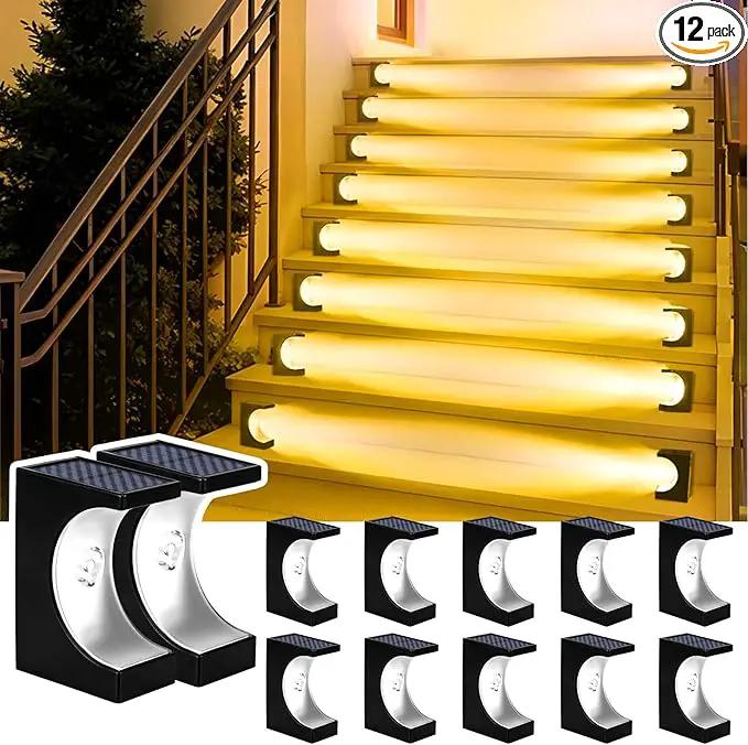JSOT Solar Step Lights Outdoor - 12 Pack Waterproof Stair Light Outside Warm White Light Deck Lighting for Patio Stairs Garden Decor by GreenHaven Gardens