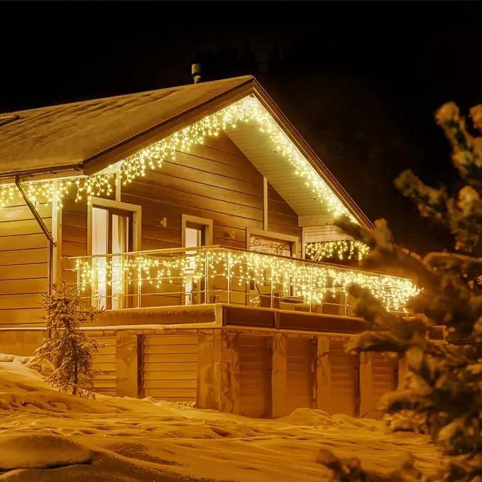 JMEXSUSS 200 LED Icicle Lights, 8 Modes Icicle Lights Indoor, Warm White Icicle Christmas String Lights Outdoor Waterproof for Xmas Roof Wedding Party Holiday Room Home Decorations by GreenHaven Gardens