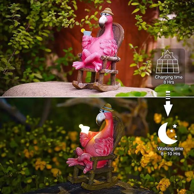 Goodeco Solar Flamingo Statue Outdoor - Perfect Relaxing Fairy Garden Gifts, Great as Birthday or Mom Gifts - 8.1 inches Tall, Pink by GreenHaven Gardens
