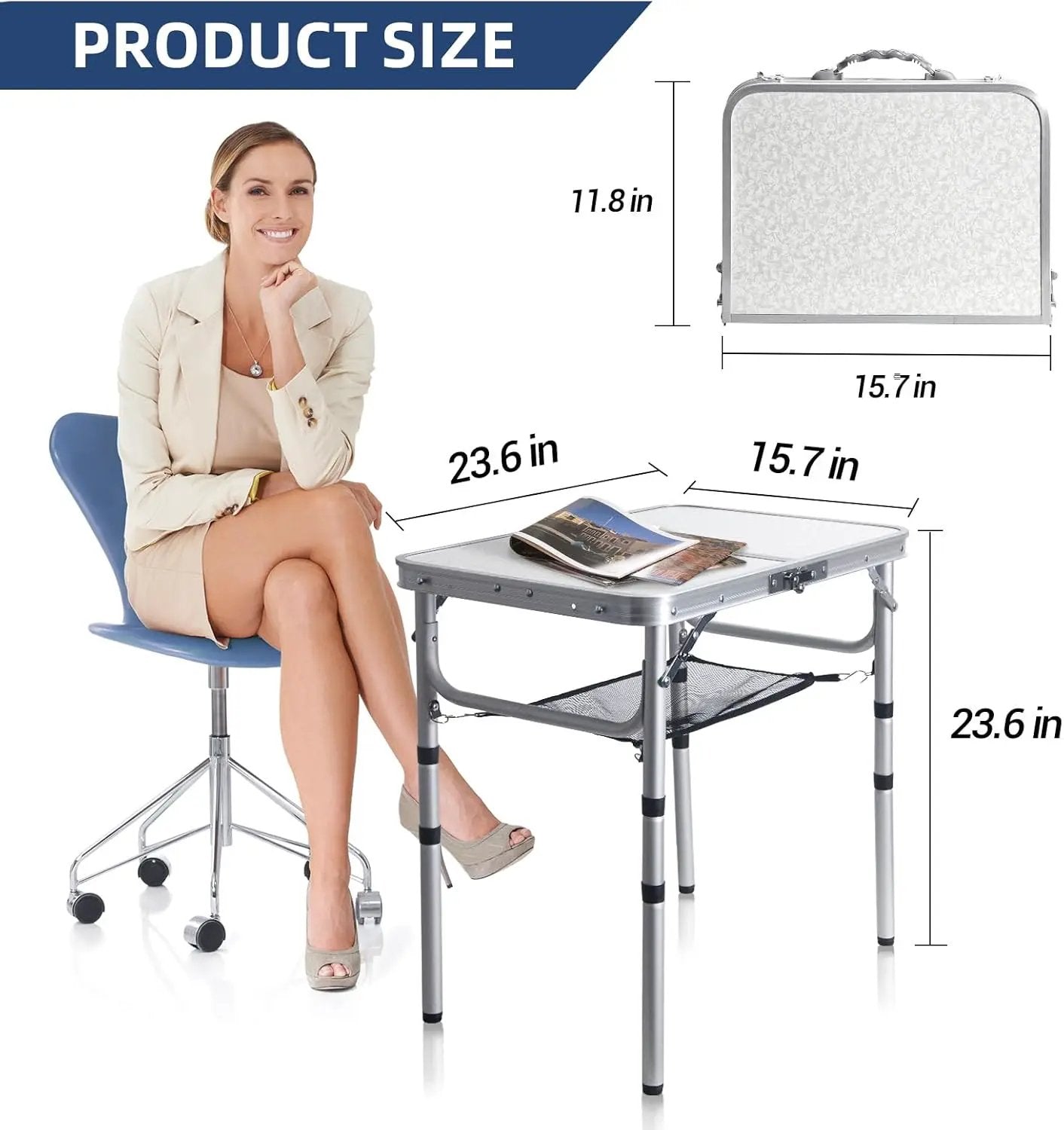 Small Folding Table 2FT Lightweight Portable Aluminum Camping Table for Picnic and Camping Mini Foldable with Adjustable Extended Height,Silver by GreenHaven Gardens