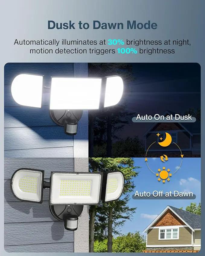 Olafus 180W Motion Sensor Outdoor Lights, 18000lm Dusk to Dawn LED Flood Lights Outdoor Wired, 6500K Daylight Motion Lights for Outside, IP65 Waterproof Exterior Security Light, Black by GreenHaven Gardens