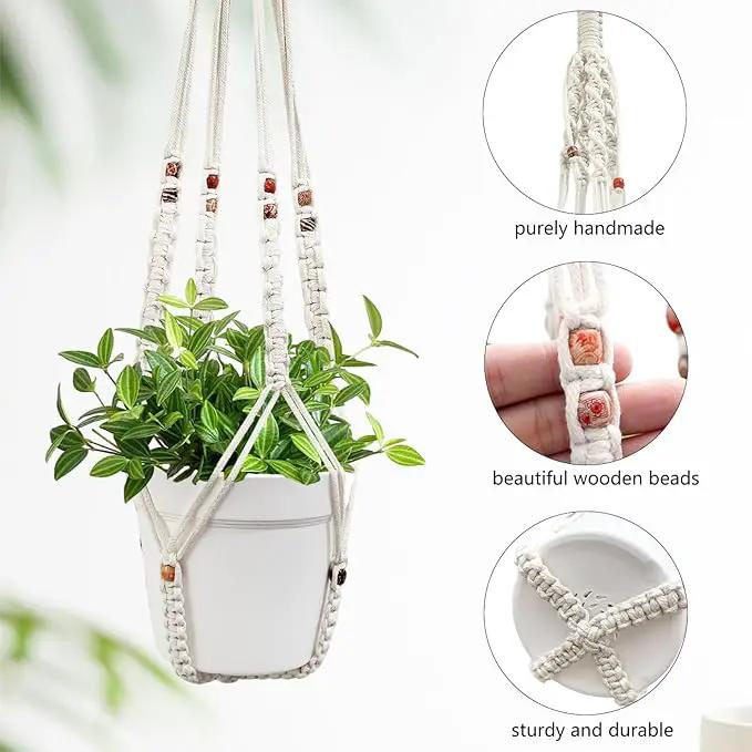 Belit 2 Pack Macrame Plant Hangers Indoor Hanging Planter Basket Decorative Flower Pot Holder Rope for Indoor Outdoor Home Decor by GreenHaven Gardens