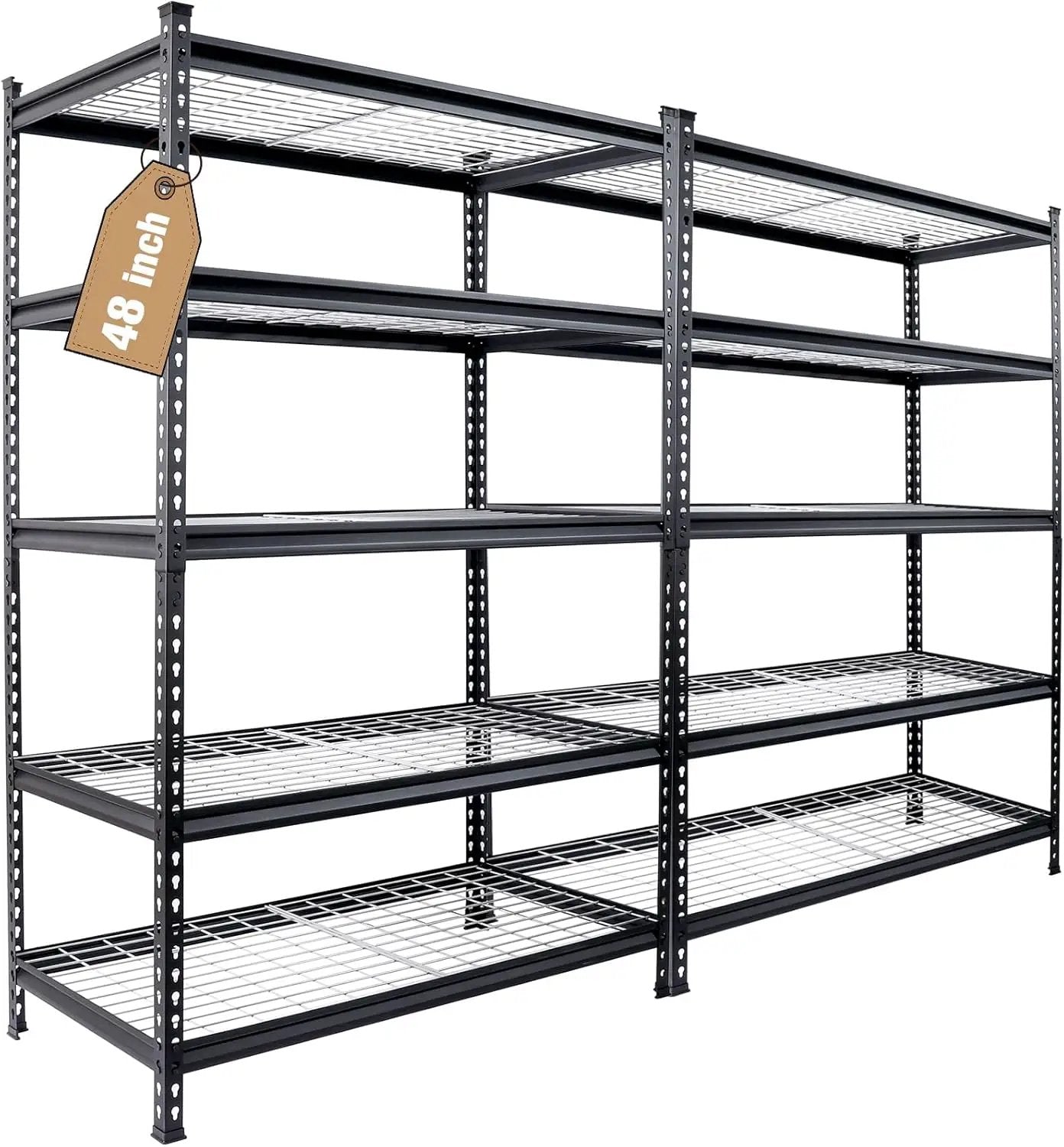 WORKPRO 5-Tier Metal Shelving Unit, 48”W x 24”D x 72”H, Heavy Duty Adjustable Storage Rack, 4000 lbs Load Capacity (Total), for Garage, Basement, Warehouse, 2 Pack by GreenHaven Gardens