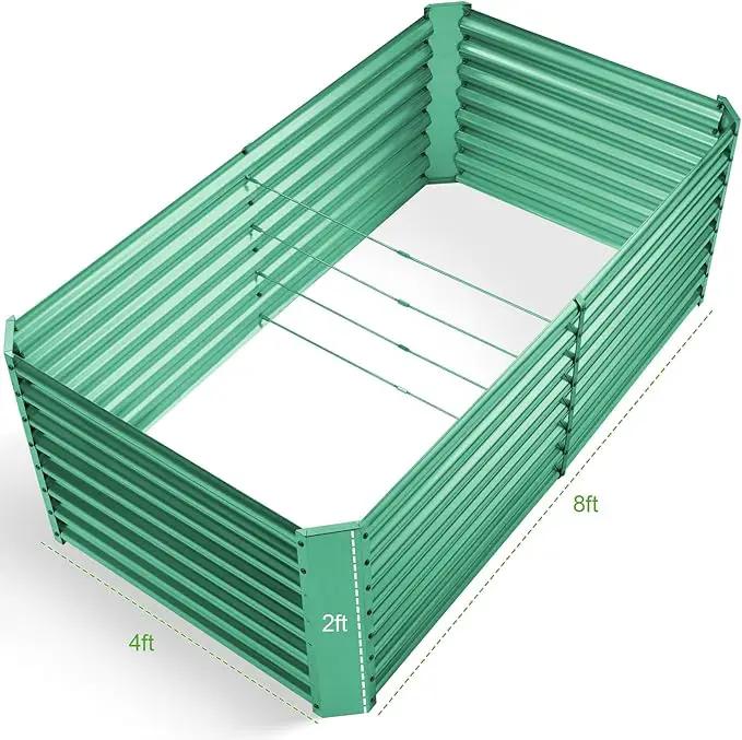 Land Guard 8×4×2 ft Galvanized Raised Garden Bed Kit, Galvanized Planter Raised Garden Boxes Outdoor, Oval Large Metal Raised Garden Beds for Vegetables(Green)… by GreenHaven Gardens