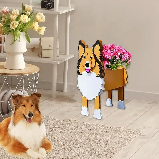 Sheltie Dog Planter Plant Pots,Cute Garden Dog Flower Planter,Large Dog Planters Birthday Gifts for Women,Office,Indoor/Outdoor Decor(9.84 * 7.87 * 17in) by GreenHaven Gardens