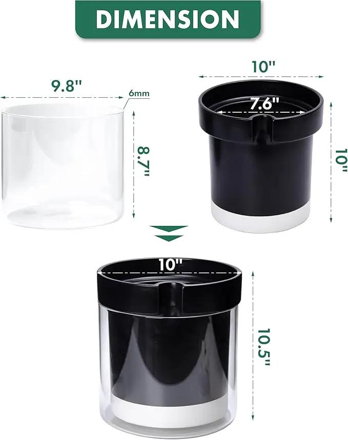 Phoenix Vine 10 Inch Self Watering Terracotta Planter, Black Terracotta Clay Pot with Glass Reservoir for Indoor Plants, Herbs, Flowers, Set of 1, 52-C-I-1 by GreenHaven Gardens