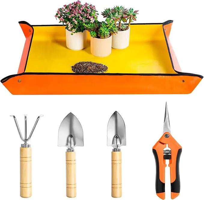 Plant Repotting Mat, 5Pcs Succulent Tools Mini Garden Small Gardening Tools Indoor, Pruning Shear Gardening Scissor, Hand kit for Bonsai, Cactus, Fairy, Houseplant Transplanting, Seedling by GreenHaven Gardens