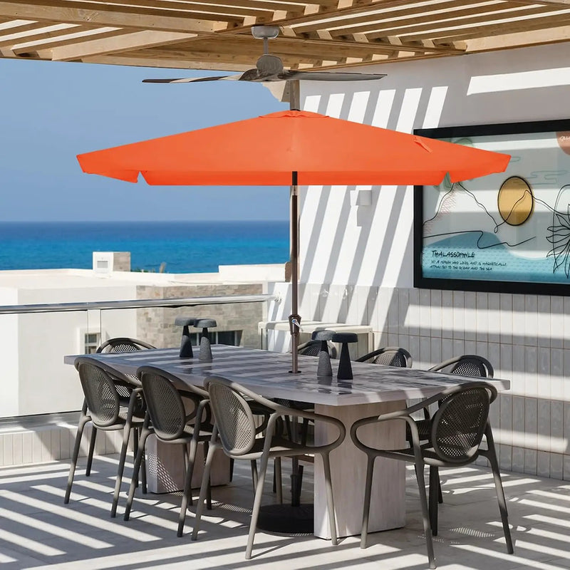 JEAREY 6.6 FT x 10 FT Rectangular Patio Umbrellas Outdoor Large Market Umbrella Pool w/Tilt & Crank Lift System 6 Sturdy Ribs UV Protection Waterproof Sunproof Orange by GreenHaven Gardens
