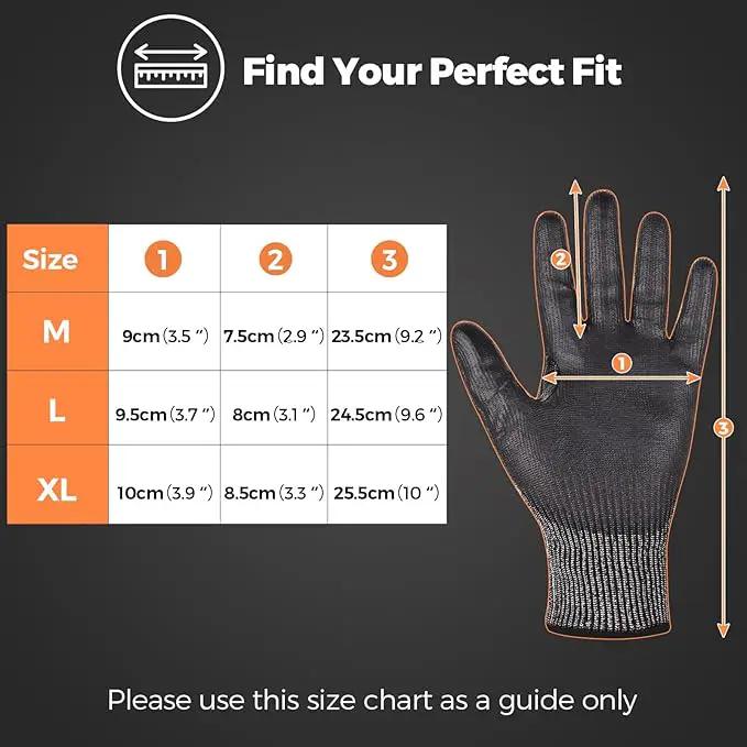 Donfri 3 Pairs A9 Cut Resistant Work Gloves for Men - Steel + HPPE Hybrid Safety Gloves for Men, ANSI Cut Level 9 Protection Flexible for Metal Glass Wood Construction Fishing by GreenHaven Gardens