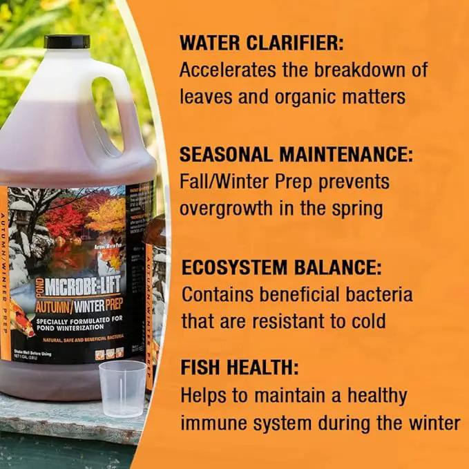 MICROBE-LIFT AUTPREP Autumn and Winter Prep Seasonal Conditioner for Ponds and Outdoor Water Gardens, OK for Live Koi Fish, Plants, and Decor, 32 Ounce Liquid and 4 2-Ounce Packets by GreenHaven Gardens