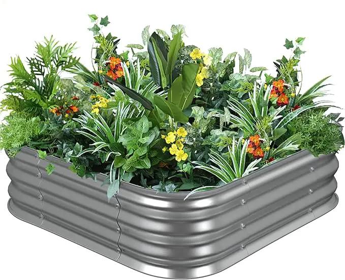 Raised Garden Bed, 3×3×1ft Galvanized Steel Planter Boxes, Heavy Duty Outdoor Raised Garden Bed Planter Kit for Gardening, Rustproof Large Garden Beds for Vegetables, Fruits, Flower Grow by GreenHaven Gardens