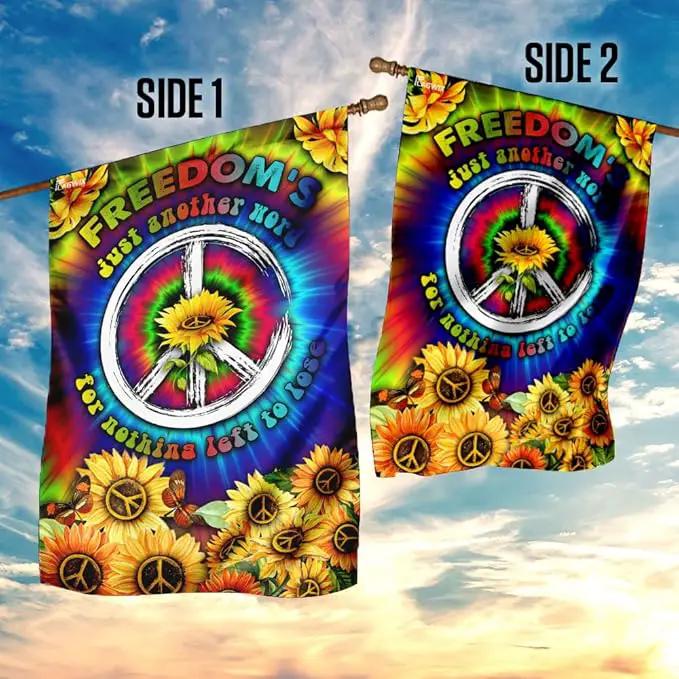 FLAGWIX Sunflower Hippie Peace Flags - Summer Flag Decorations For Home, Outside, House Flag (30 x 40) - USA House Garden Flags, Hippie Peace House Flag, Premium Polyester - Decorative Outdoor Flags by GreenHaven Gardens