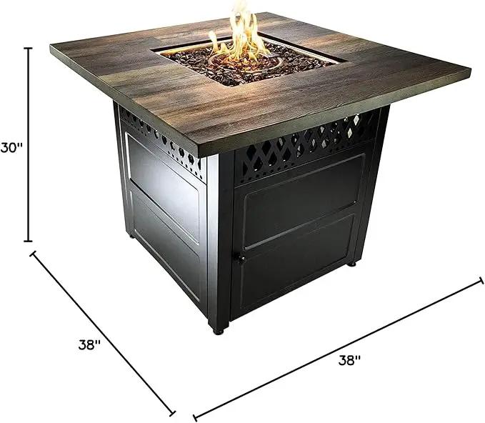 DualHeat by Endless Summer, The Harris, 38" Square Propane Gas Outdoor Fire Pit/Patio Heater by GreenHaven Gardens