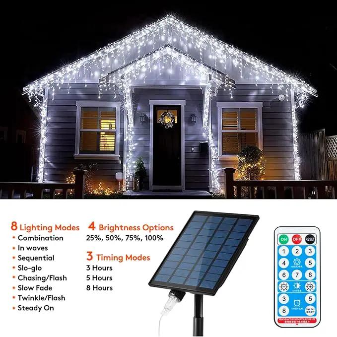 Solar Christmas Lights Outdoor Waterproof Christmas Decorations Curtain Lights 320LED 29.5ft 60 Drops, Solar Powered Rechargeable Fairy Lights for Party, Wedding, Home Decorations(White) by GreenHaven Gardens