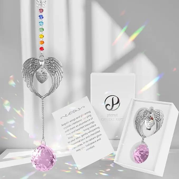 Memorial Gifts for Loss of Loved One Unique Sympathy Gifts Rainbow Sun Catcher Indoor Window Hanging Crystal Prism Grief Bereavement Gifts Ideas for Who Loss of Mom Dad (Pink) by GreenHaven Gardens