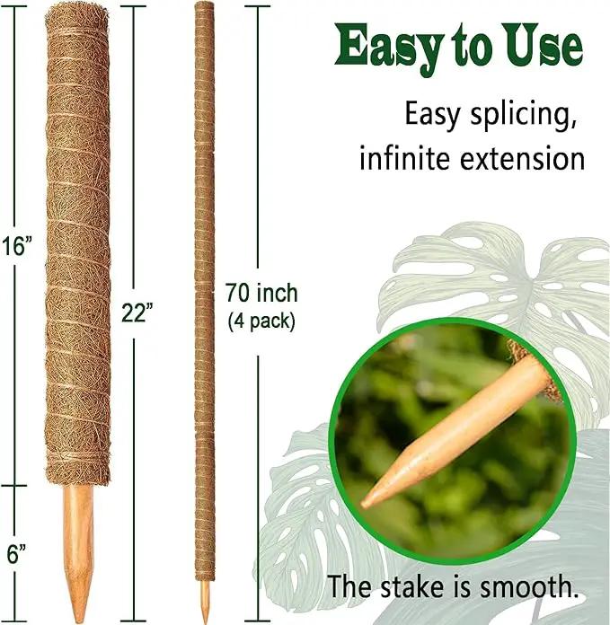 4 Pack 22 Inch Moss Poles, Stackable Moss Pole for Plants Monstera, 70 Inch Tall Moss Poles for Climbing Plants Indoor, Coir Totem Plant Support Stakes Stand for Potted Plants, Pothos by GreenHaven Gardens