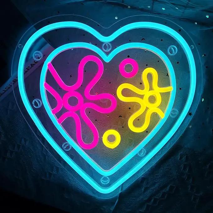 Cartoon Sea Wolrd Neon Lights Ocean World Porthole Neon Signs Heart Shaped Porthole Neon Light Up Sign Led Ocean Neon Sign for Bedroom Birthday Gifts for Kids USB Powered,Size13.5 * 12.5inch(JWD026) by GreenHaven Gardens