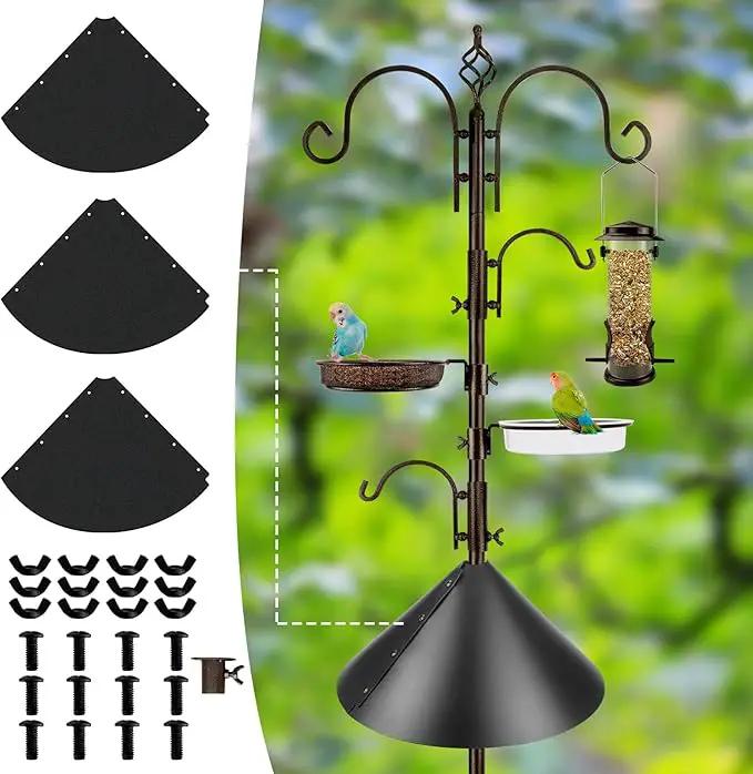 Bird Feeding Station Kit with Squirrel Baffle and Suet Cage Wild Bird Feeder Kit with Mesh Tray, Fruit Hook, and Double W Hook for Attracting Wild Birds by GreenHaven Gardens