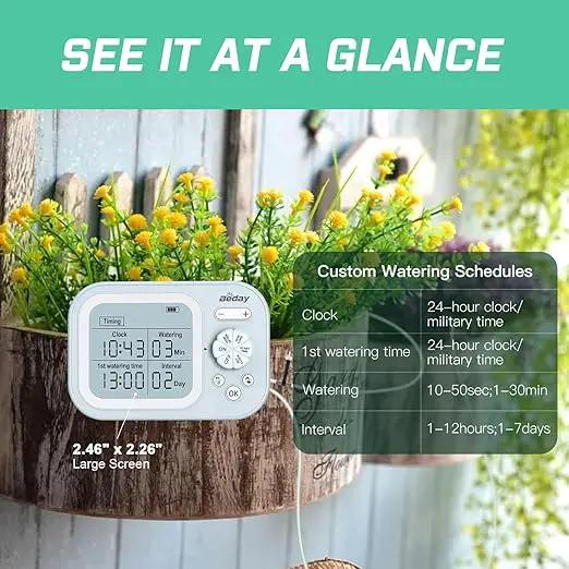 Automatic Plant Waterer Indoor Self Watering System for 15 Potted Plants, Auto Drip Irrigation Kit Programmable Water Timer with Smart Humidity Detection, Blue by GreenHaven Gardens