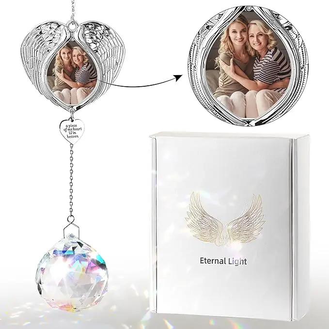 Memorial Gifts for Loss of Loved One, Sympathy Gifts Personalized Memorial Picture Frame Ornament - SunCatcher Crystal Ball, Rainbow Bereavement Gift Ideas for Loss of Mom, Dad, Friend by GreenHaven Gardens