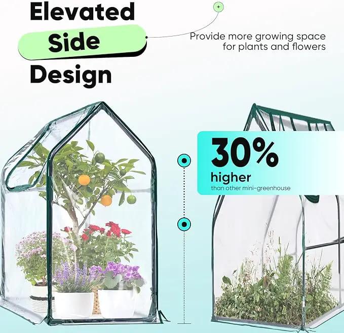Quictent Portable Mini Cloche Greenhouse w/ Elevated Bottom, Reinforced High Light Transmission Waterproof UV-Resistant Hot House for Indoor Outdoor, 36" x 18" x 33", Clear by GreenHaven Gardens