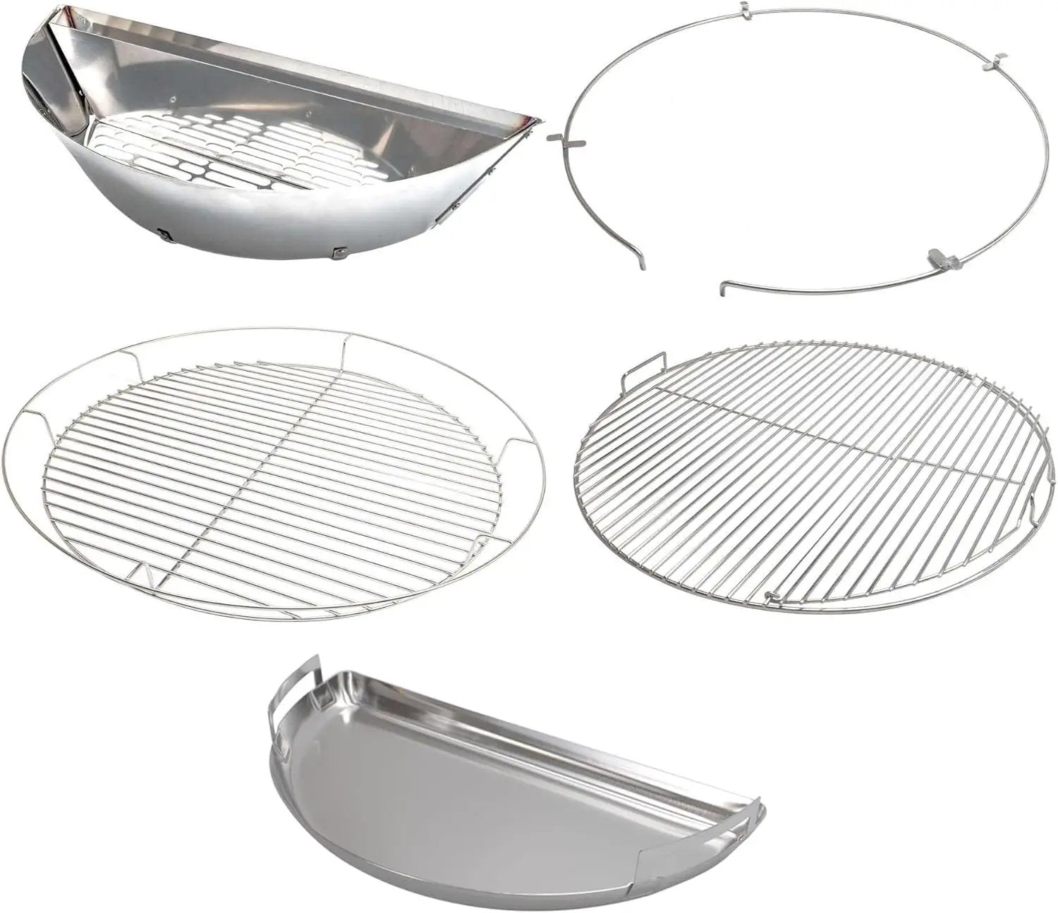 SnS Grills Slow ‘N Sear® 5-Piece Cooking System - Patented Charcoal Basket with Removeable Water Reservoir, EasySpin Grate, Drip Pan for Low ‘N Slow Smoking & Charcoal Grilling on Big Green Egg XL by GreenHaven Gardens