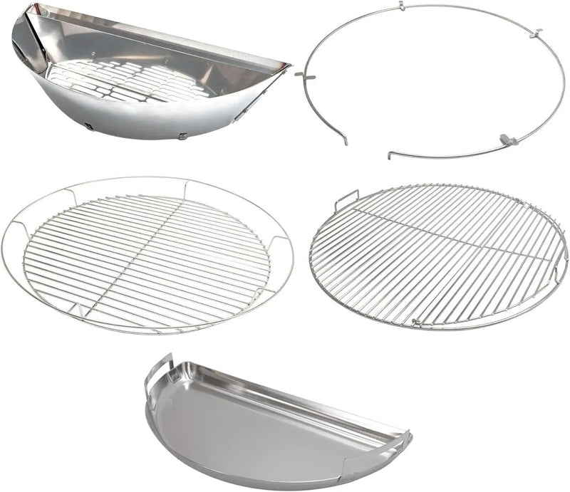 SnS Grills Slow ‘N Sear® 5-Piece Cooking System - Patented Charcoal Basket with Removeable Water Reservoir, EasySpin Grate, Drip Pan for Low ‘N Slow Smoking & Charcoal Grilling on Big Green Egg XL by GreenHaven Gardens