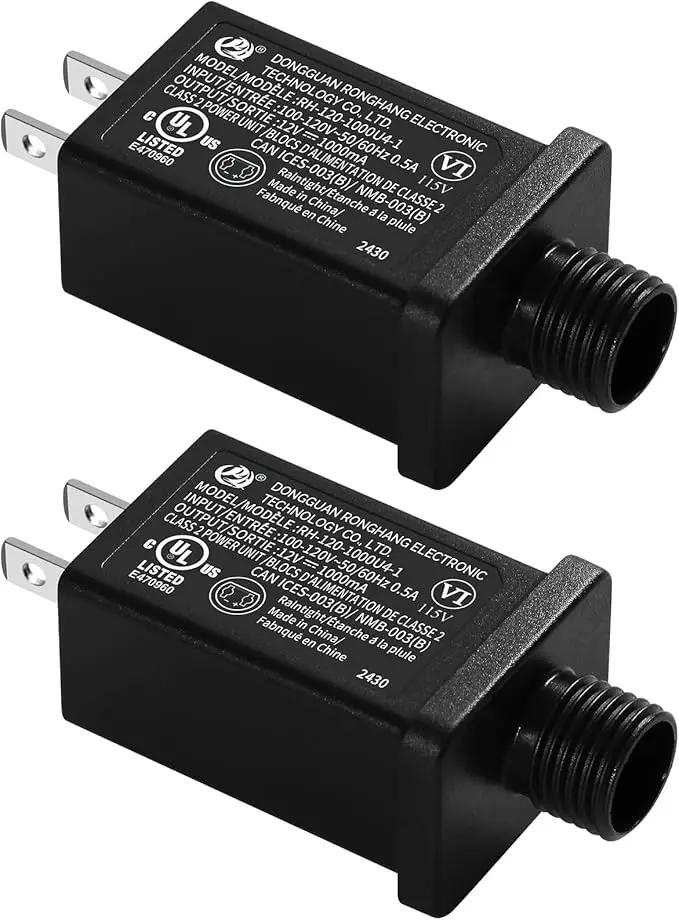 Replacement Yard Inflatable Adapter Power Supply Adaptor - 12V 1.0A 2Pcs - Inflatable Plug Replacement Class 2 Power Supply - for Halloween/Christmas Tree Light Yard Blow Up Decorations by GreenHaven Gardens