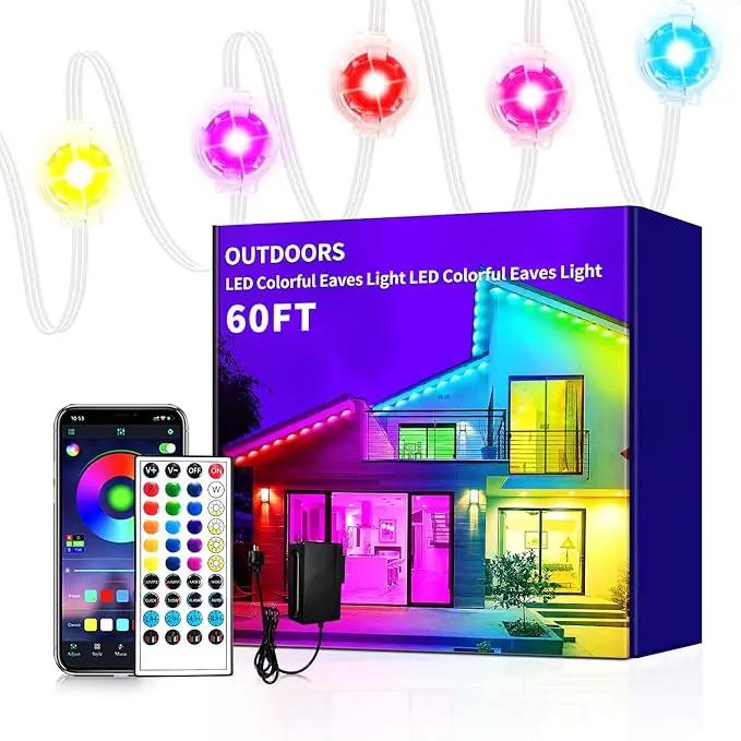 Permanent Outdoor Lights,60ft RGB Eave Light with App Control Remote,IP67 Waterproof LED Lights,Music Sync Outside Light for Christmas,Halloween,Garden,House Decorations by GreenHaven Gardens