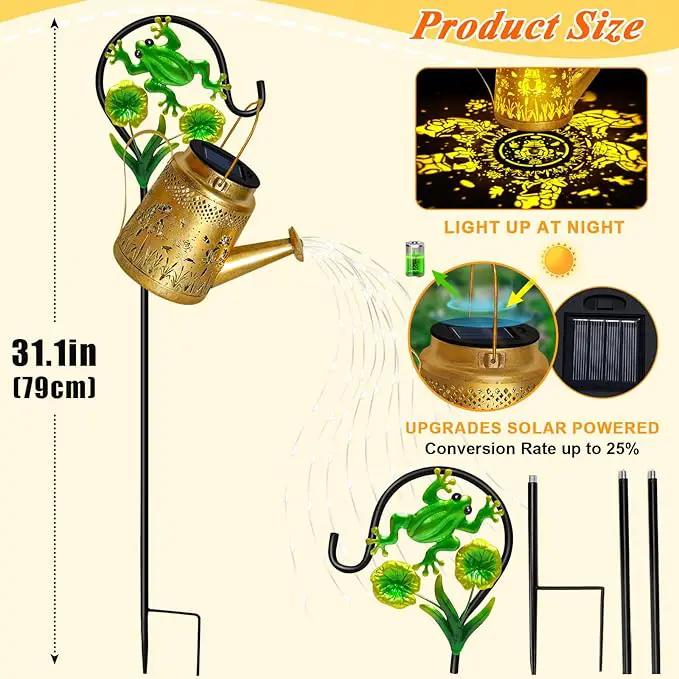 Solar Watering Can Lights Outdoor Garden Decor, Large Frog Hanging Lantern with Shepherd Hook, Waterproof Garden Lights for Outdoor Landscape Pathway Yard, Garden Gift for Mom Grandma by GreenHaven Gardens