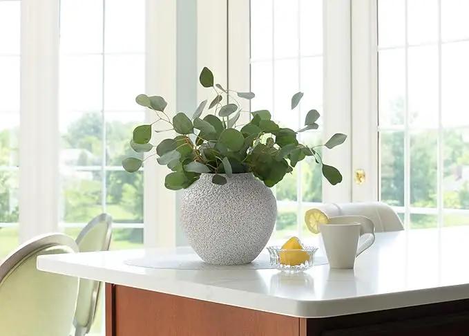 White Ceramic Vase Flower Vase, Big Textured Round Vase for Centerpieces, Kitchen, Living Room, Bedroom Decor Gifts by GreenHaven Gardens