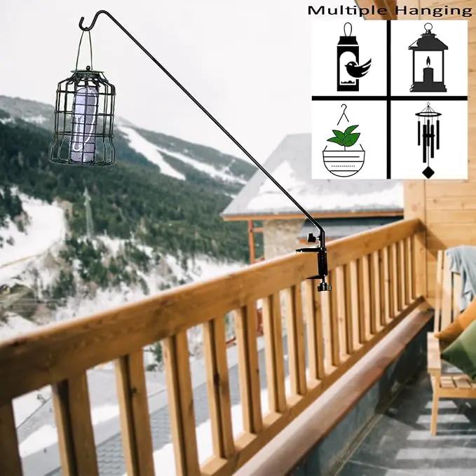 Ashman Deck Hook (1 Pack, 49-Inch Deck Hook), Double Forged Solid Metal Single Piece Rod, Ideal for Bird Feeders, Plant Hangers, Coconut Shell Hanging Baskets, and Lanterns. by GreenHaven Gardens
