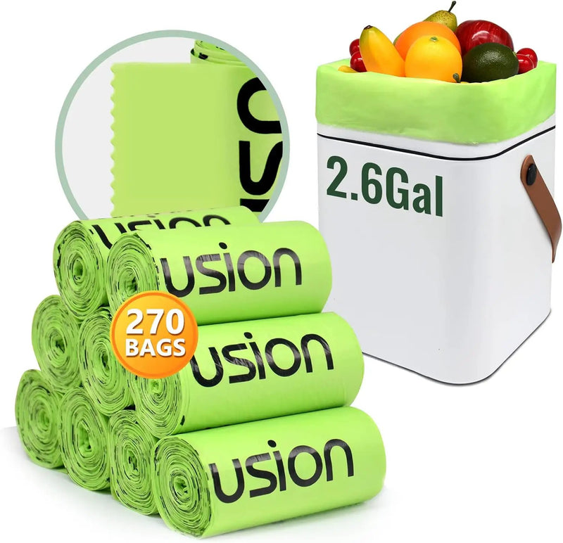 Compostable Trash Bags, Small 2.6 Gallon, 270 Count, 0.72 Mils Thick, Eco Friendly, ASTM D6400 & BPI Certified, Composts Food Scraps, No Leaks by GreenHaven Gardens