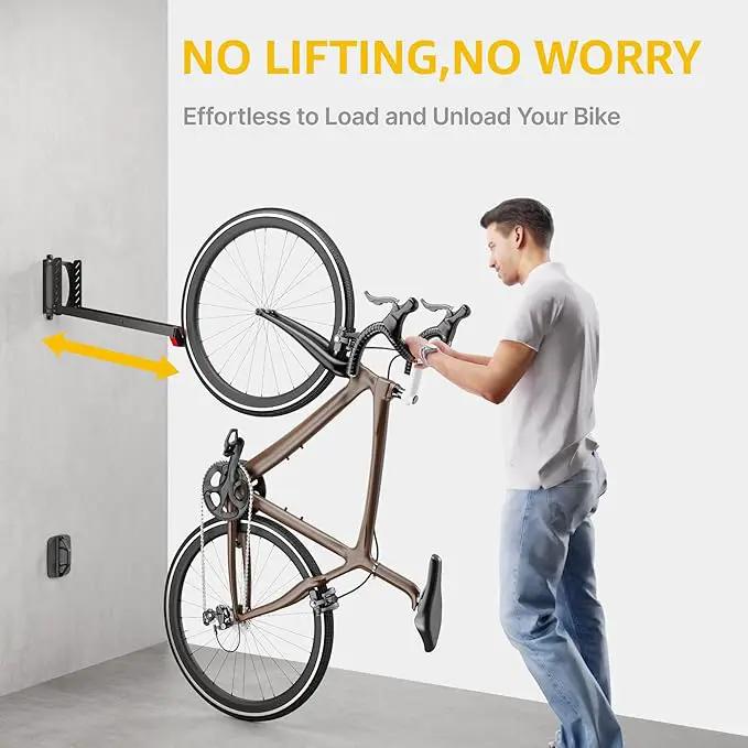 monTEK Swivel Bike Wall Mount, No Heavy Lifting Required Bike Wall Mount, Bike Hangers for Garage, Space-Saving Bike Rack Garage, Easy to Load and Unload, Bike Hanger Can Hold Up to 77 lbs, 4 Pack by GreenHaven Gardens