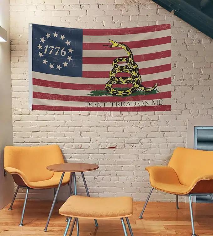 Don't Tread On Me Flag 1776 Flag 3x5 Ft Retro American Flag Polyester Double Sided Mirror Printing Outdoor House Patriotic Banner Decorate by GreenHaven Gardens