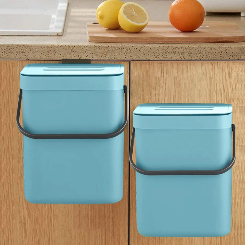 LALASTAR Small Trash Can with Lid, Compost Bin Indoor Kitchen Sealed Under Sink for Kitchen, Food Waste Bin for Countertop, Mountable Garbage Can for Bathroom, RV, 5L/1.3 Gal, Blue by GreenHaven Gardens