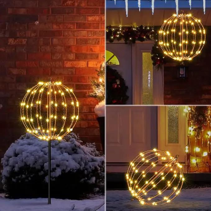 LIGHTSHARE 12IN 96LED Light Ball Light Garden Yard Decoration Pathway Lights Sphere Light with Fold Flat Metal Frame Indoor Outdoor Waterproof, Plug in by GreenHaven Gardens