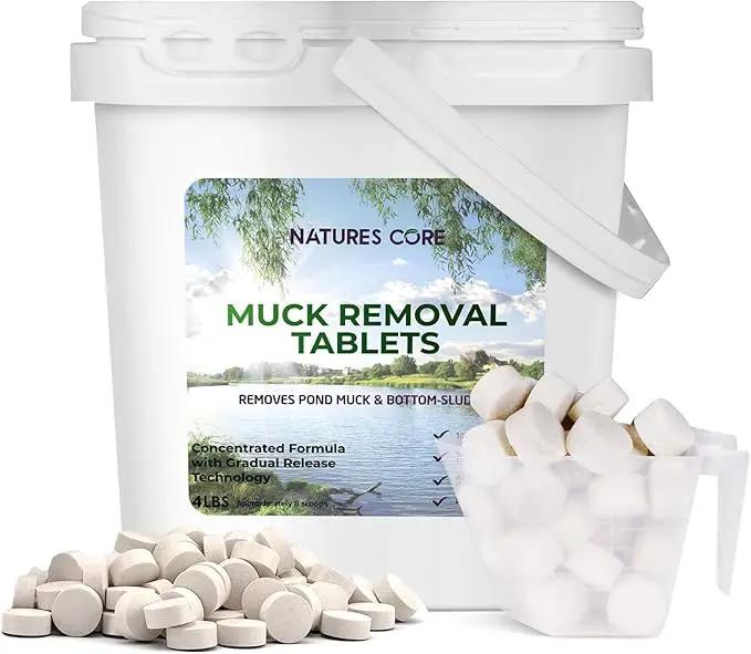 Nature's Core Muck Removal Tablets Natural Pond Sludge Remover, Cleans & Clears Away Muck & Sludge, Safe for The Environment, Treats 1,500 Sq Ft, 3 Month Supply, 8 Scoops, 4 lb by GreenHaven Gardens