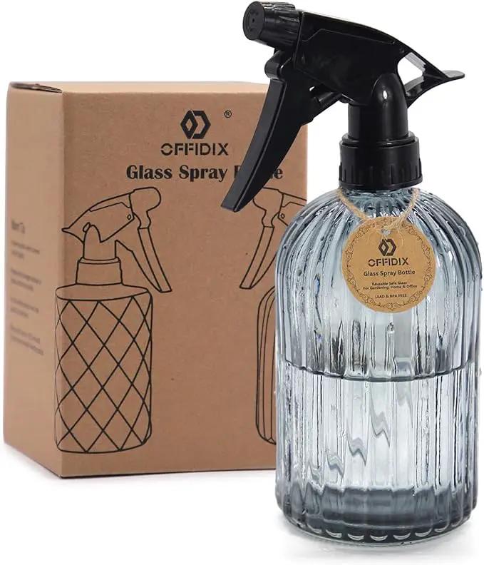 OFFIDIX Glass Spray Bottle, Garden Plants Indoor Plant Mister with Adjustable Nozzle, 0.4L/13.5oz Pressure Watering Can Handheld Spray Bottle for Outdoor Indoor Plants and Cleaning Work (Gray) by GreenHaven Gardens