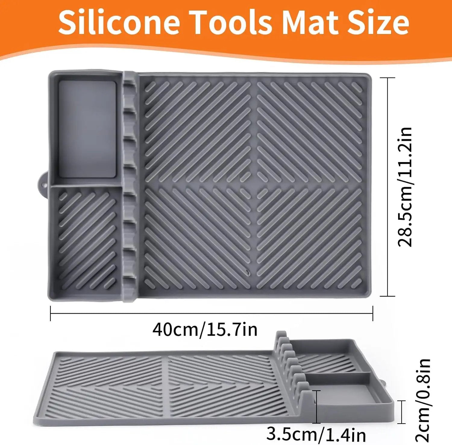 Griddle Mat Barbeque Grill Accessories Tools for Blackstone, Side Shelf Mat Grill Pad for Outdoor Grill Kitchen Counter Spatula Silicone Mat with Drip Pad for Kitchen, Cooking, Countertop (Grey) by GreenHaven Gardens