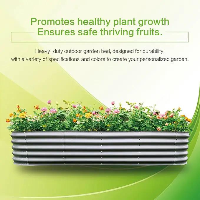 Gardmax Galvanized Raised Garden Bed, Lightweight Planter Boxes Outdoor with Easy Assembly, Large Garden Bed for Vegetables, Fruits, Flower Silver 8FT by GreenHaven Gardens