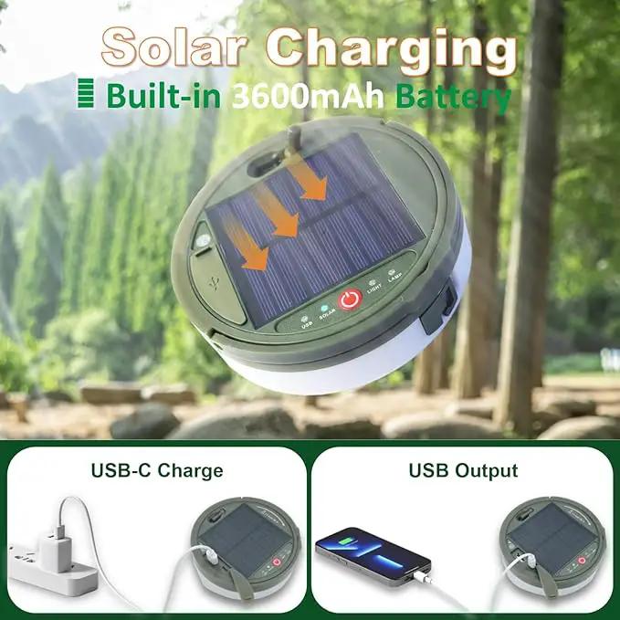 Solar Camping String Lights, 39.4FT Portable Waterproof Camping Light with 8 Lighting Modes, Solar Powered and USB Rechargeable Tent Lantern with Remote Control for Camping, Yard, Garden and Hiking by GreenHaven Gardens