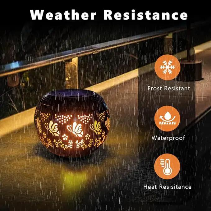 VEWOGARDEN 2 Pack Solar Lanterns Outdoor Waterproof Solar Lantern Hollow Out Metal Butterfly Lantern Solar Lights for Patio Garden Table Decor by GreenHaven Gardens