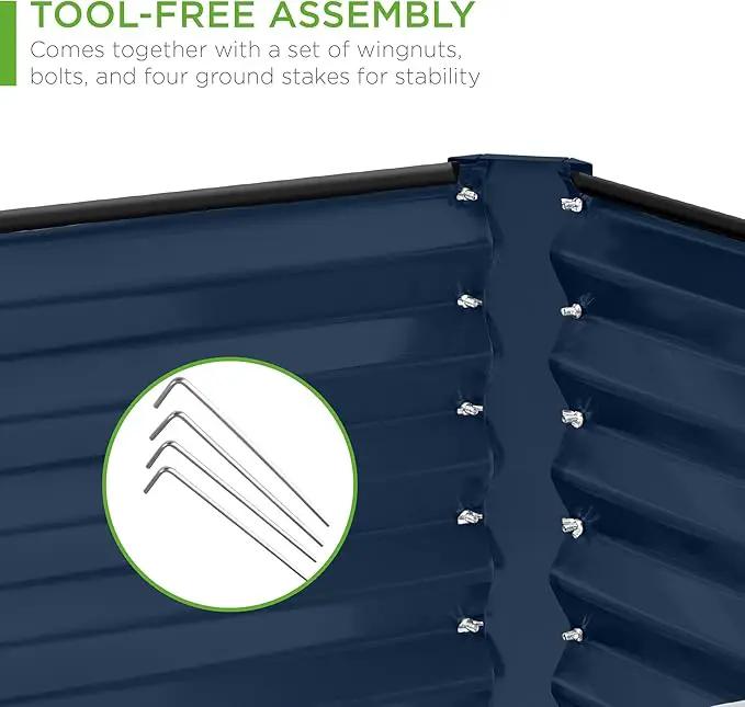 Best Choice Products 8x4x2ft Outdoor Metal Raised Garden Bed, Deep Root Planter Box for Vegetables, Flowers, Herbs, and Succulents w/ 478 Gallon Capacity - Navy by GreenHaven Gardens