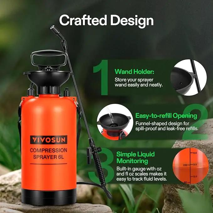 VIVOSUN 1.59-Gallon Pump Pressure Sprayer, Pressurized Lawn & Garden Water Spray Bottle with Adjustable Shoulder Strap, for Plants Spraying, Garden Watering and Household Cleaning by GreenHaven Gardens
